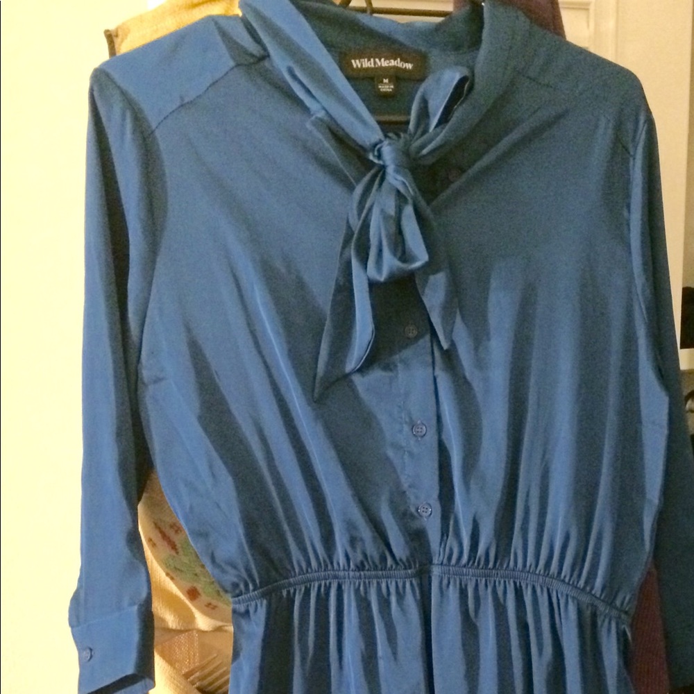 Silk blue ribbon dress